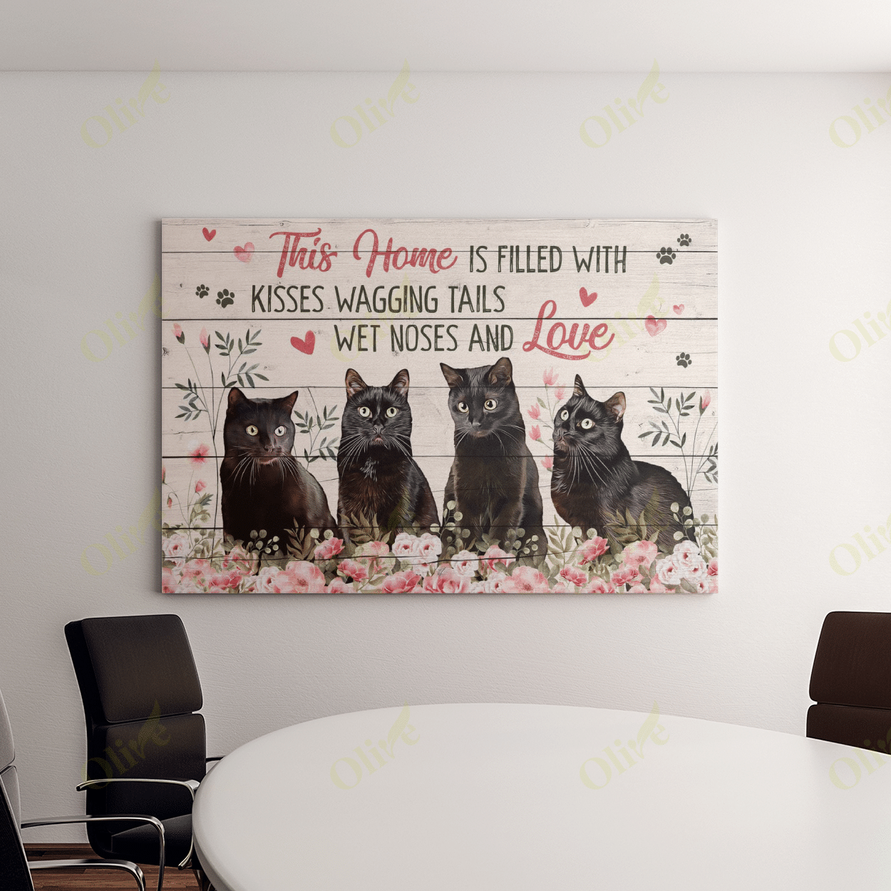 Black Cat - This Home Is Filled With Love Poster And Canvas Art Wall Decor