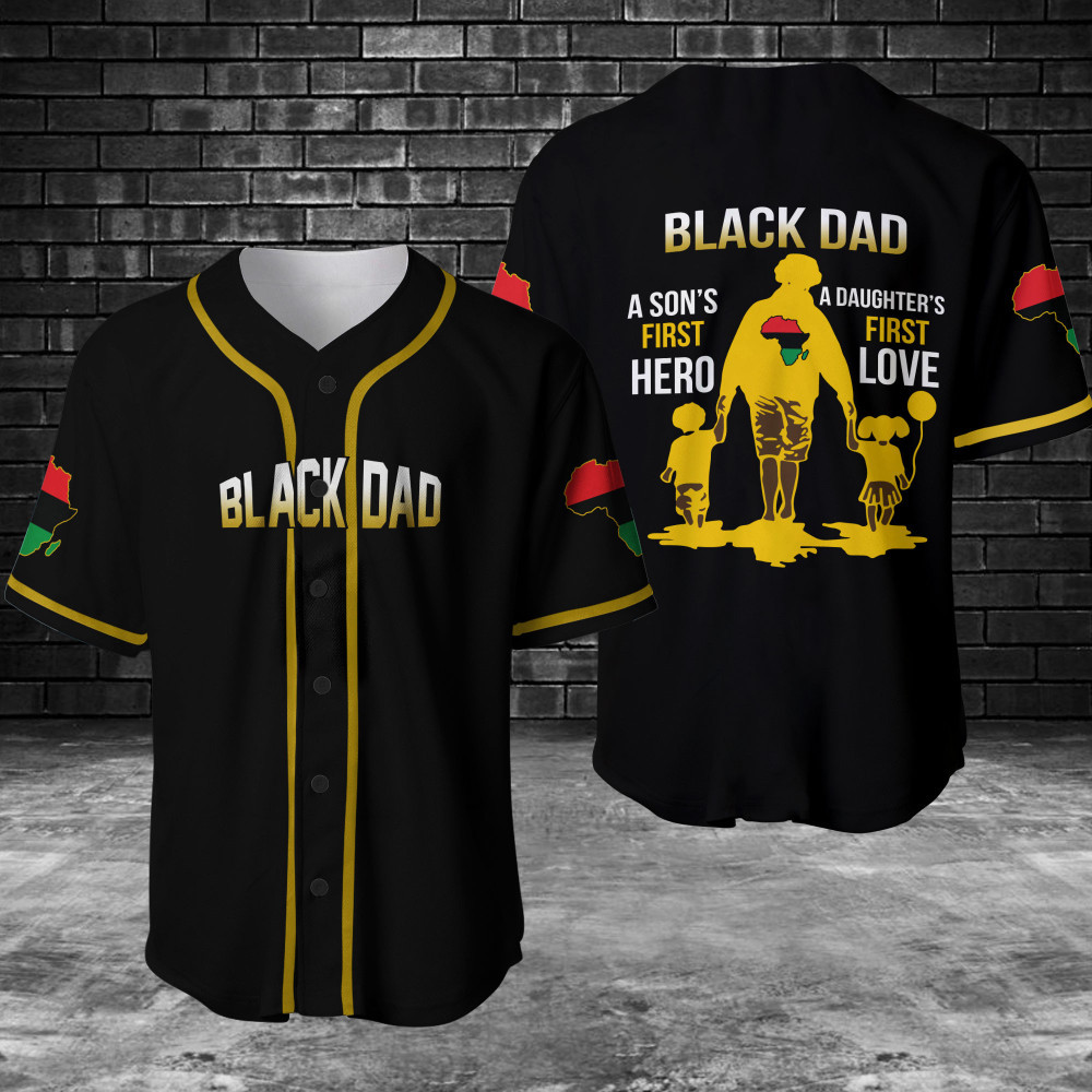 Black Dad Juneteenth Baseball Jersey