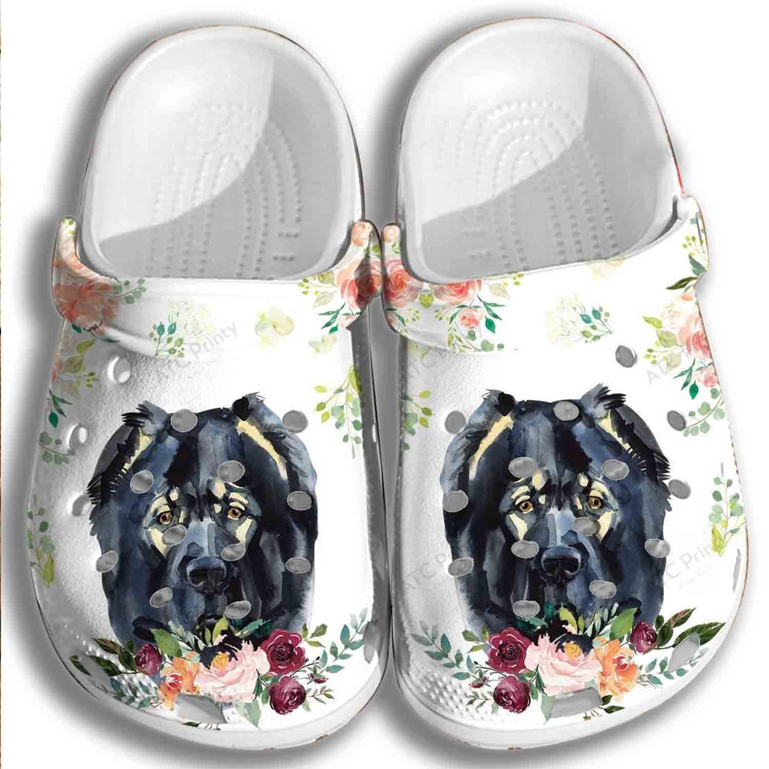 Black Dog Shoes - Flower Dog Crocs Clog Gifts For Mother Day