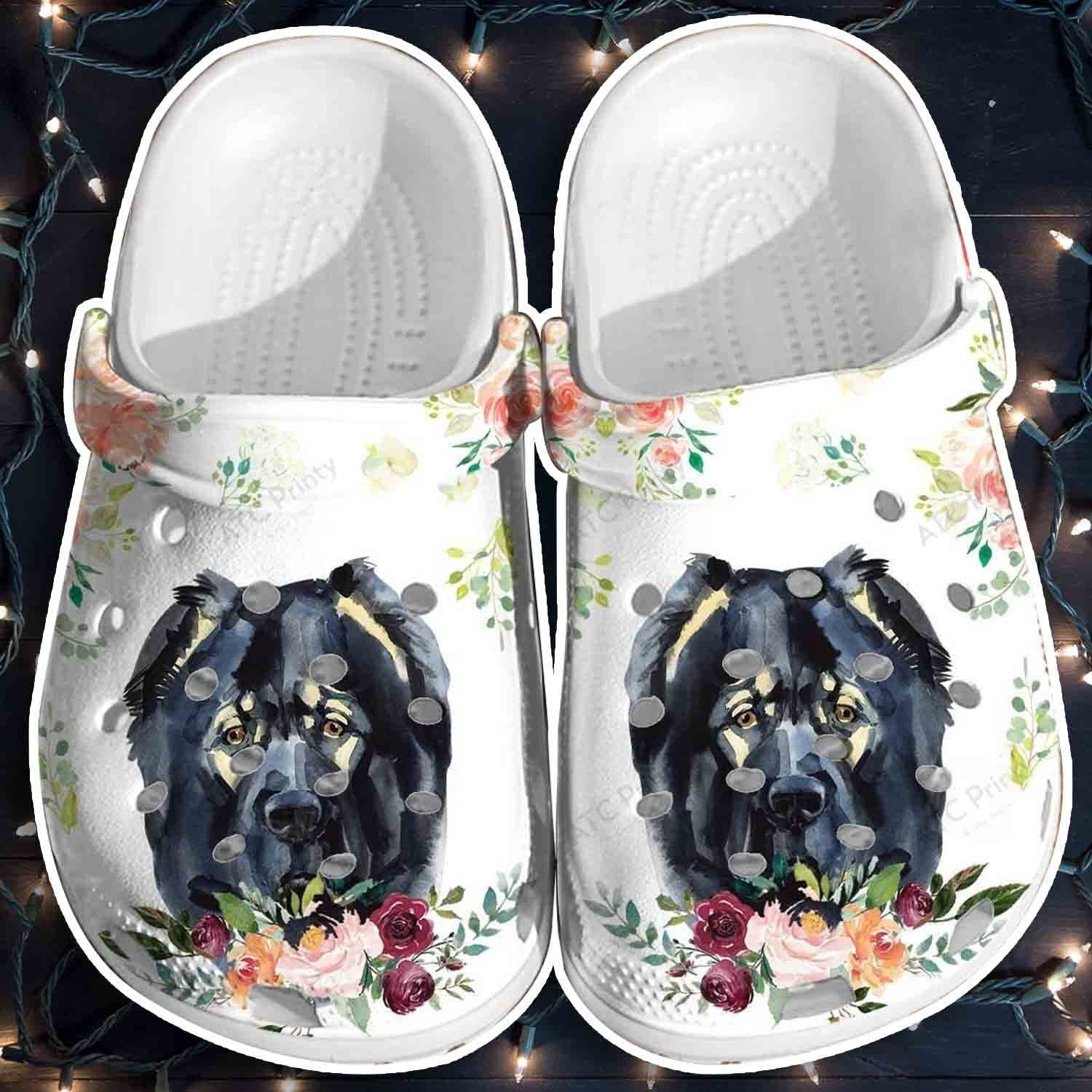 Black Dog Shoes - Flower Dog Crocs Clog Gifts For Mother Day