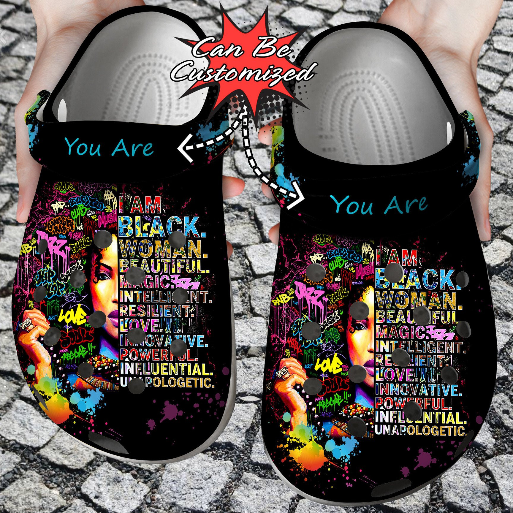 Black Girl Colorful Crocs Clog Shoes Custom Crocs