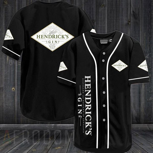 Black Hendricks Gin Baseball Jersey, Unisex Jersey Shirt for Men Women