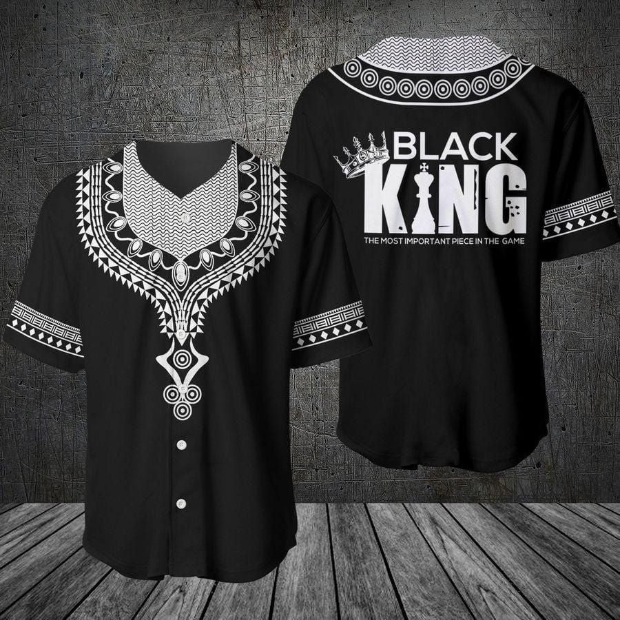 Black King Dashiki Baseball Jersey, Unisex Jersey Shirt for Men Women