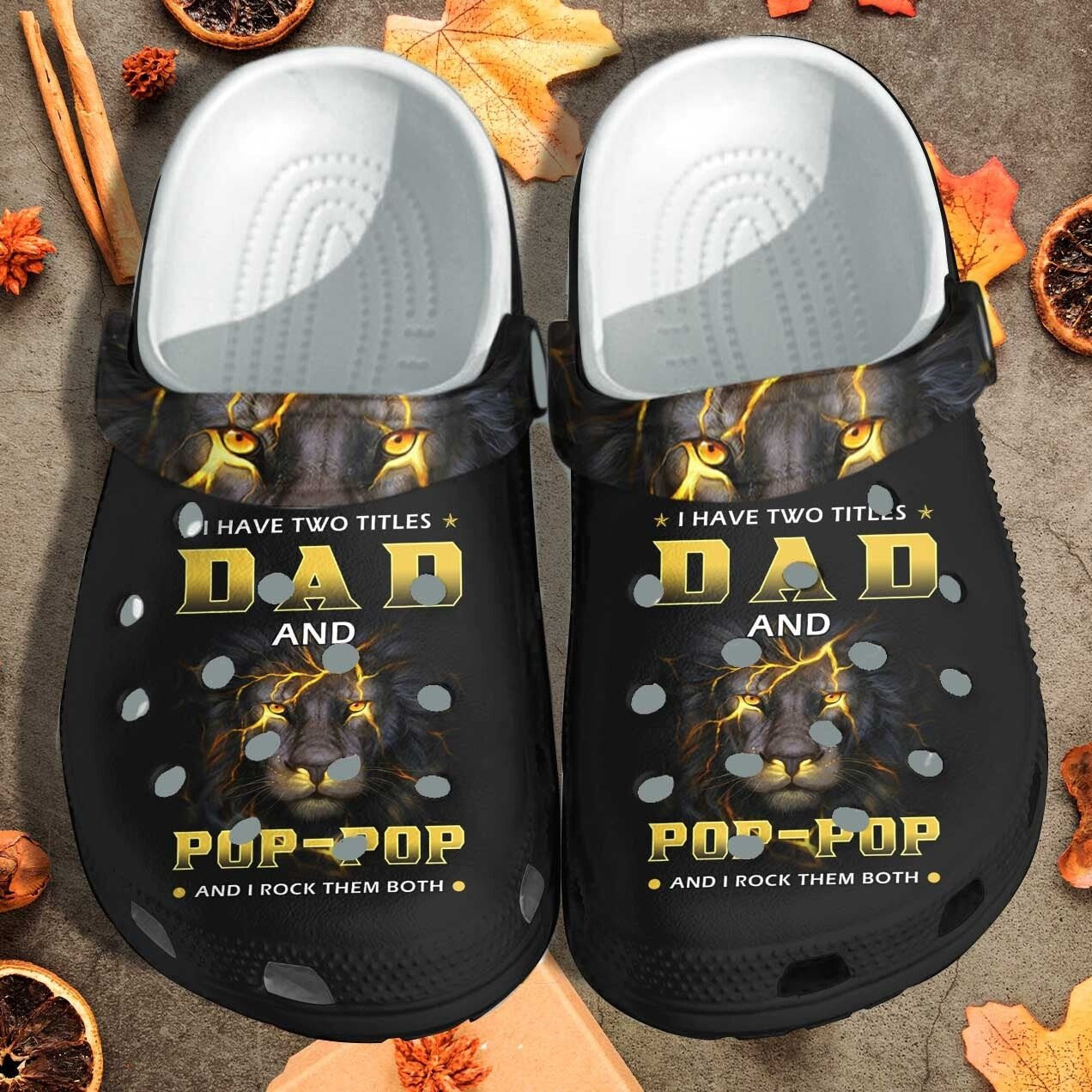 Black Lion Father Black King Crocs Shoes Clogs – Dad Honor Papa Priceless Custom Crocs Shoes Clogs Fathers Day 2022