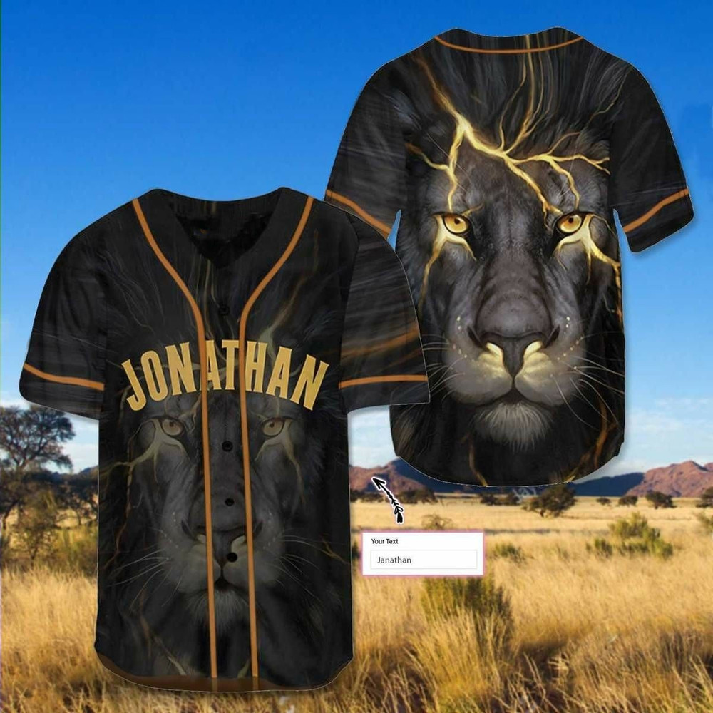Black Lion King Custom Name Baseball Jersey, Unisex Jersey Shirt for Men Women