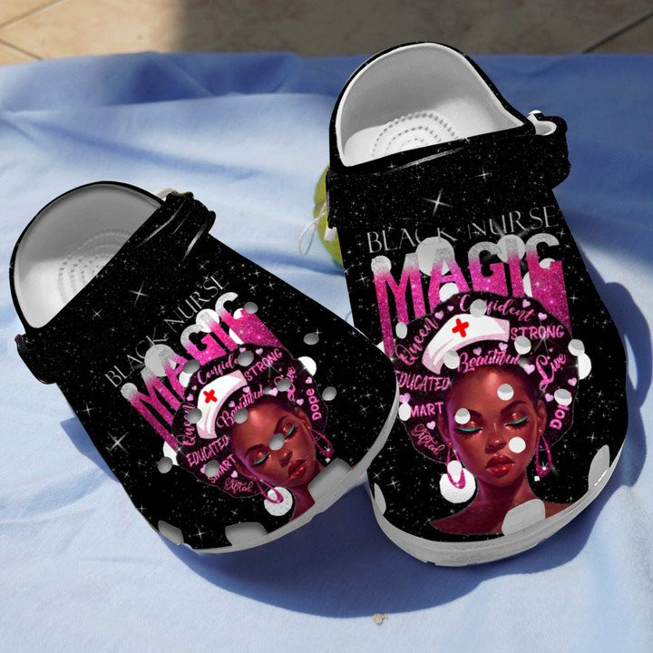 Black Nurse Magic Queen Clogs Crocs Shoes Gift For Women Girls NR