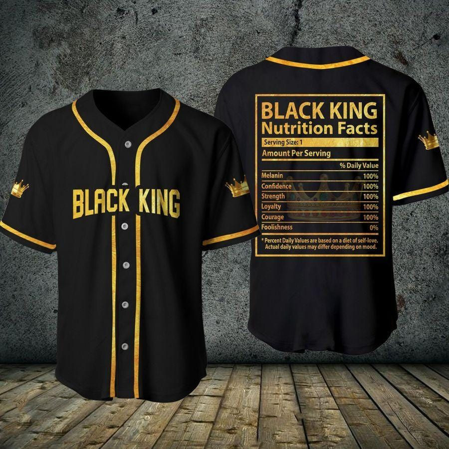 Black Queen King Nutrition Facts Baseball Jersey