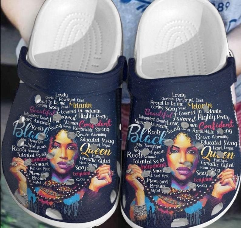 Black Queen Proud Crocs Birth Month Gift Back Girl Rubber Crocs Clog Shoes Comfy Footwear