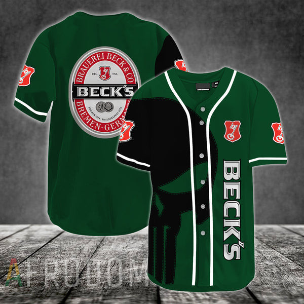 Black Skull Becks Baseball Jersey