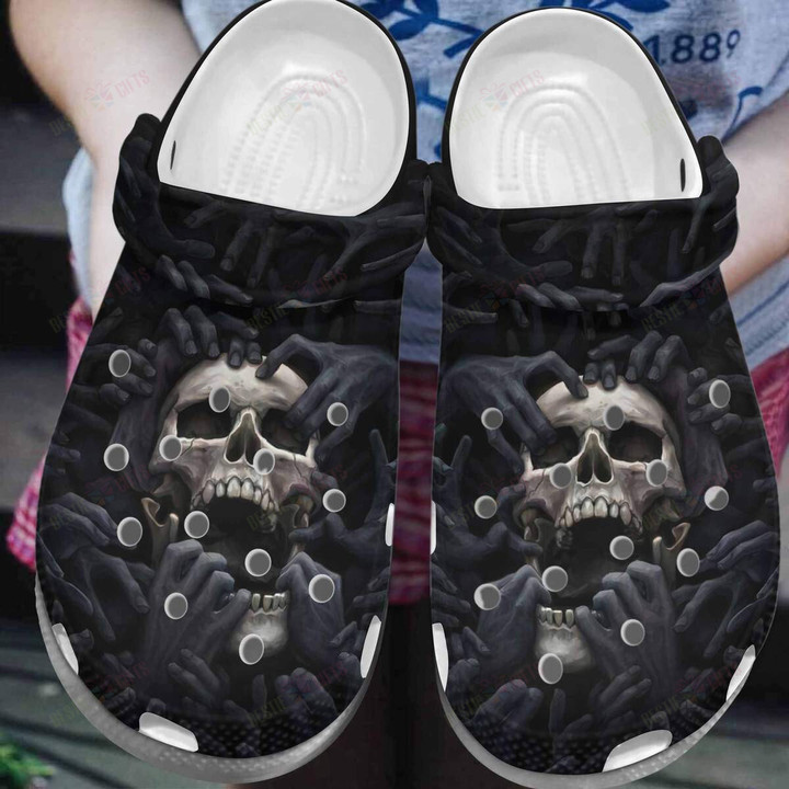 Black Skull Crocs Classic Clogs Shoes