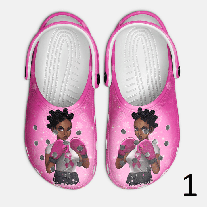 Black Woman Fight Breast Cancer Shoes Crocs Clogs