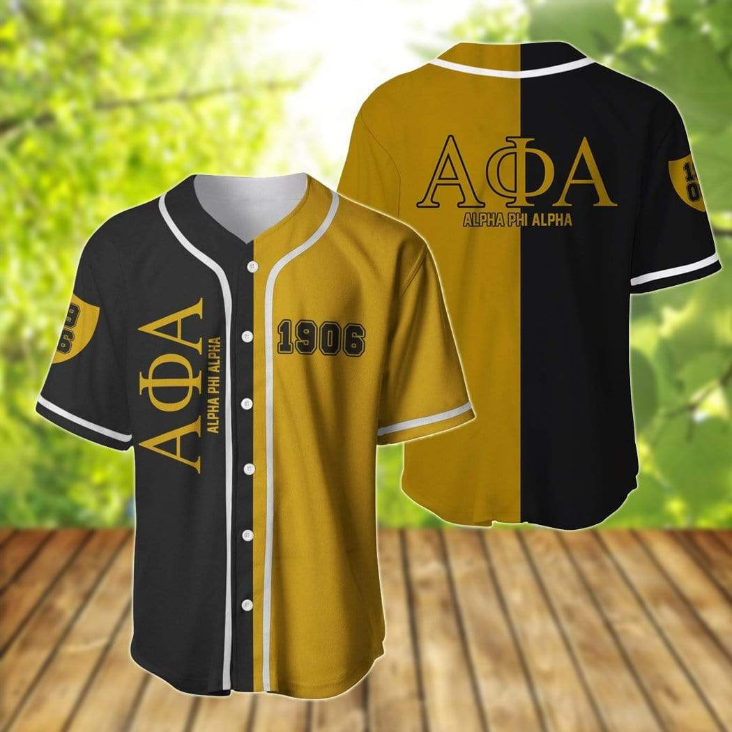 Black Yellow Alpha Phi Alpha 3d Personalized 3d Baseball Jersey