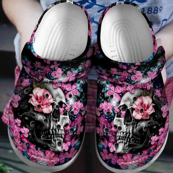 Blooming Skull Crocs Clog Shoesshoes Crocbland Clog Gifts For Women Daughter Niece Friends