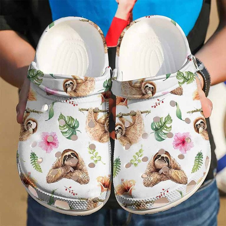 Blooming Sloth Clogs Crocs Shoes For