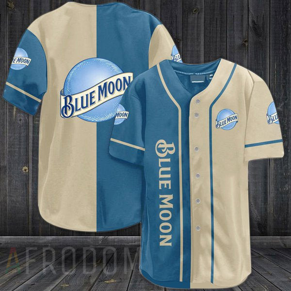 Blue Beige Blue Moon Beer Baseball Jersey