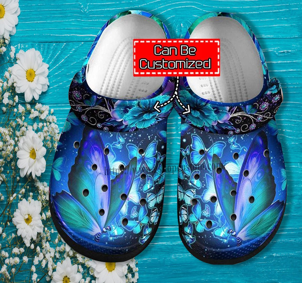 Blue Butterfly Miracle Crocs Shoes Gift Wife Daughter - Flower Butterfly Mystery Shoes Croc Clogs Customize