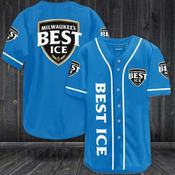 Blue Milwaukees Best Ice Baseball Jersey
