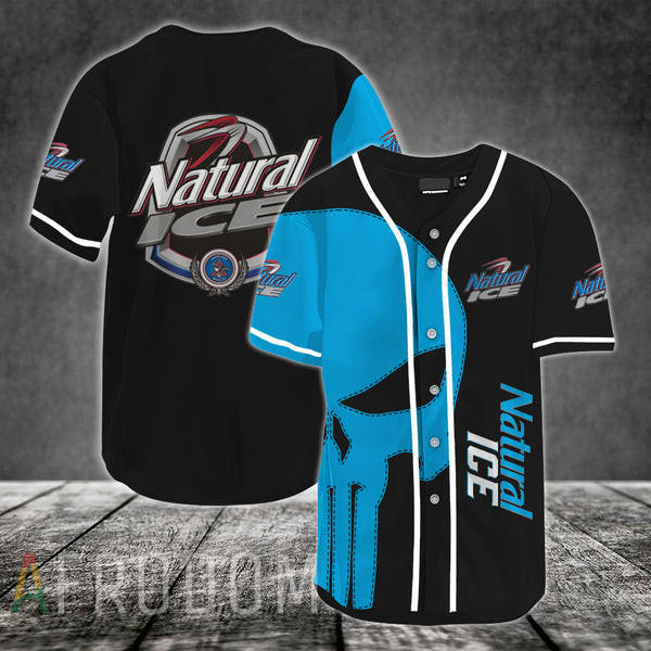 Blue Skull Natural Ice Baseball Jersey