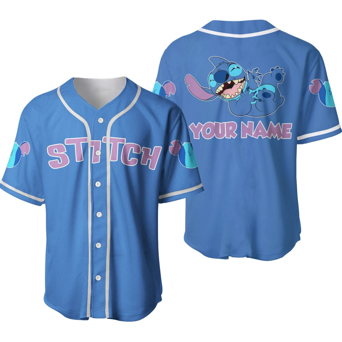 Blue Stitch Disney Personalized Baseball Jersey Disney Unisex Cartoon Custom Baseball Jersey Shirt Men Women