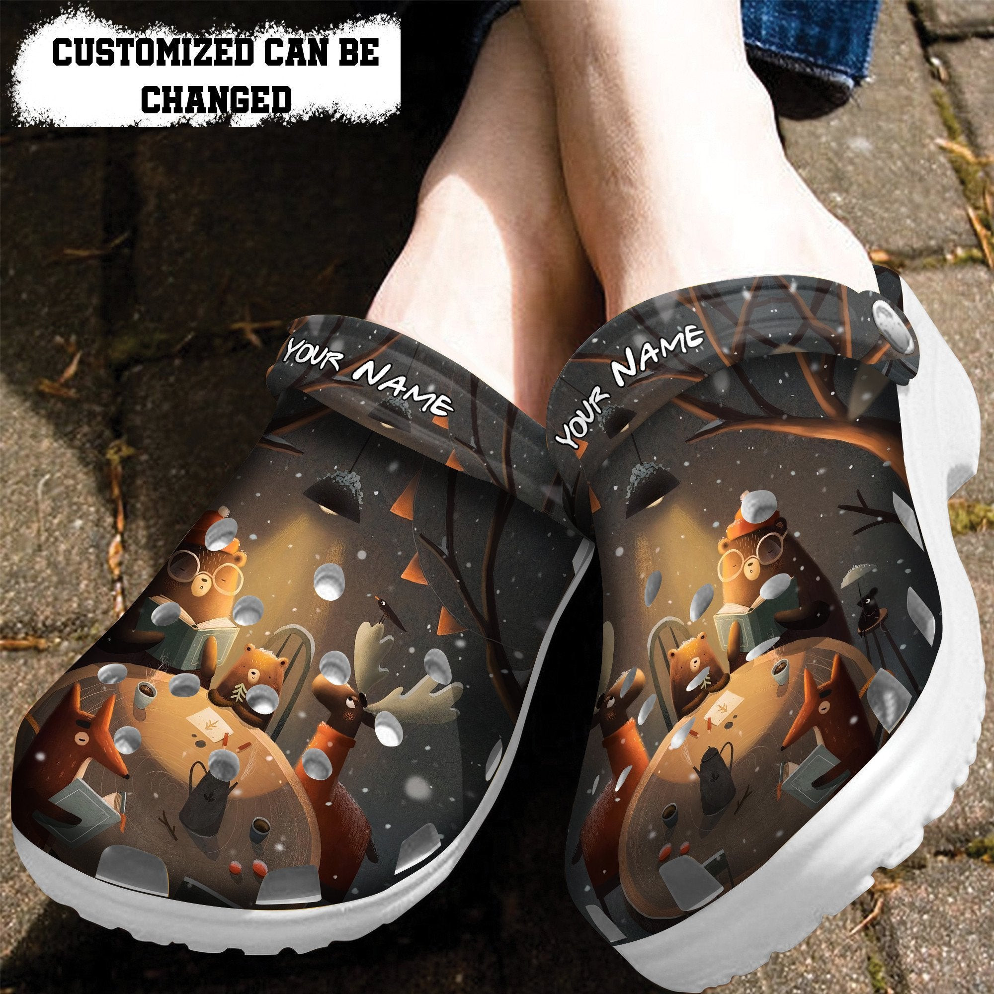Book Girl Bear Chibi Cute Crocs Shoes Gifts Birthday Mother Day - Book Worm Shoes Croc Clogs Customize Name