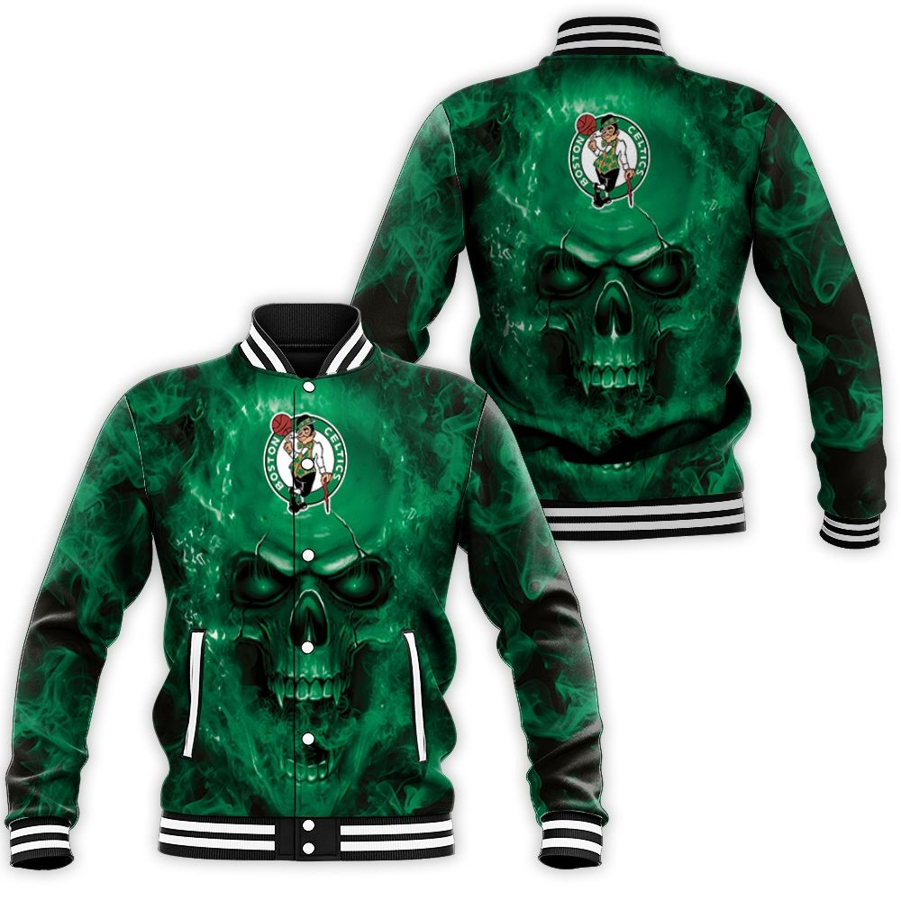 Boston Celtics Nba Fans Skull Baseball Jacket for Men Women