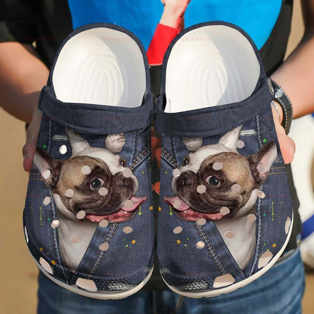 Boston Terrier In Pocket Fashion Gift For Lover Rubber Crocs Clog Shoes Comfy Footwear