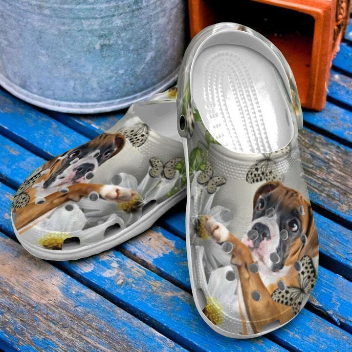 Boxer And Daisy Crocs Classic Clogs Shoes