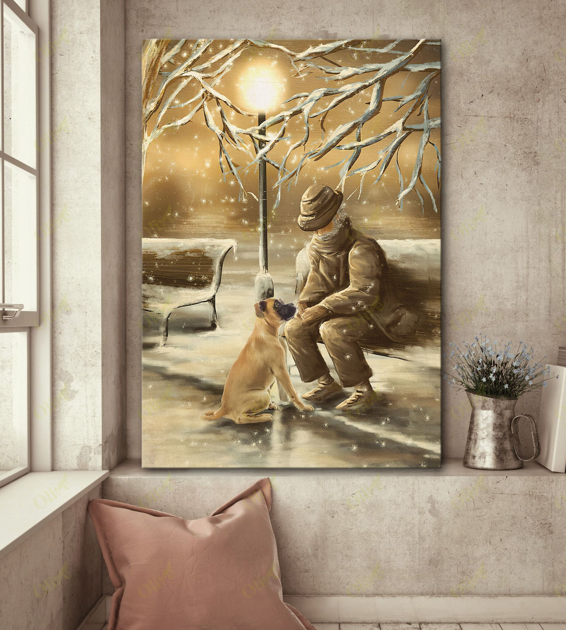 Boxer And The Old Man Poster And Canvas Art Wall Decor