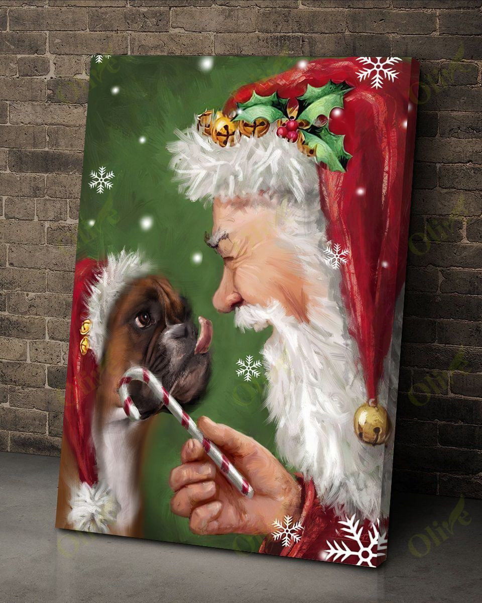 Boxer Talking To Santa Poster And Canvas Art Wall Decor