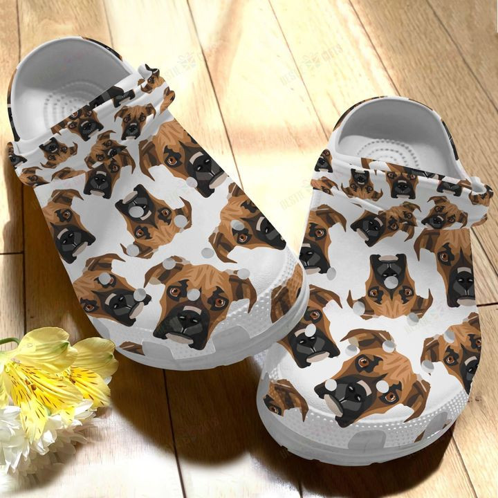 Boxer Whites Sole Lovely Boxer Dog Crocs Classic Clogs Shoes PANCR0388