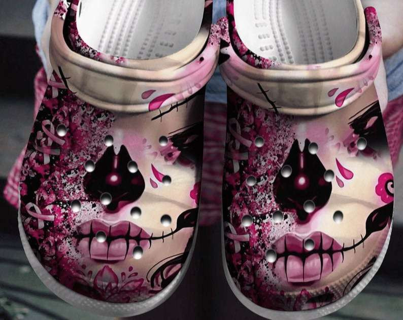 Breast Cancer Awareness Horror Lips Crocs Crocband Clog Shoes
