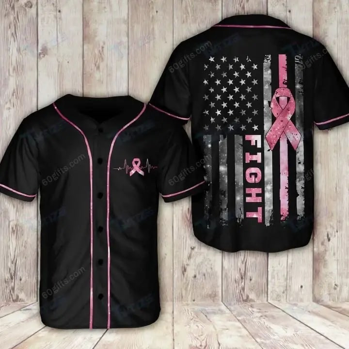 Breast Cancer In October We Wear Pink Baseball Jersey, Unisex Jersey Shirt for Men Women
