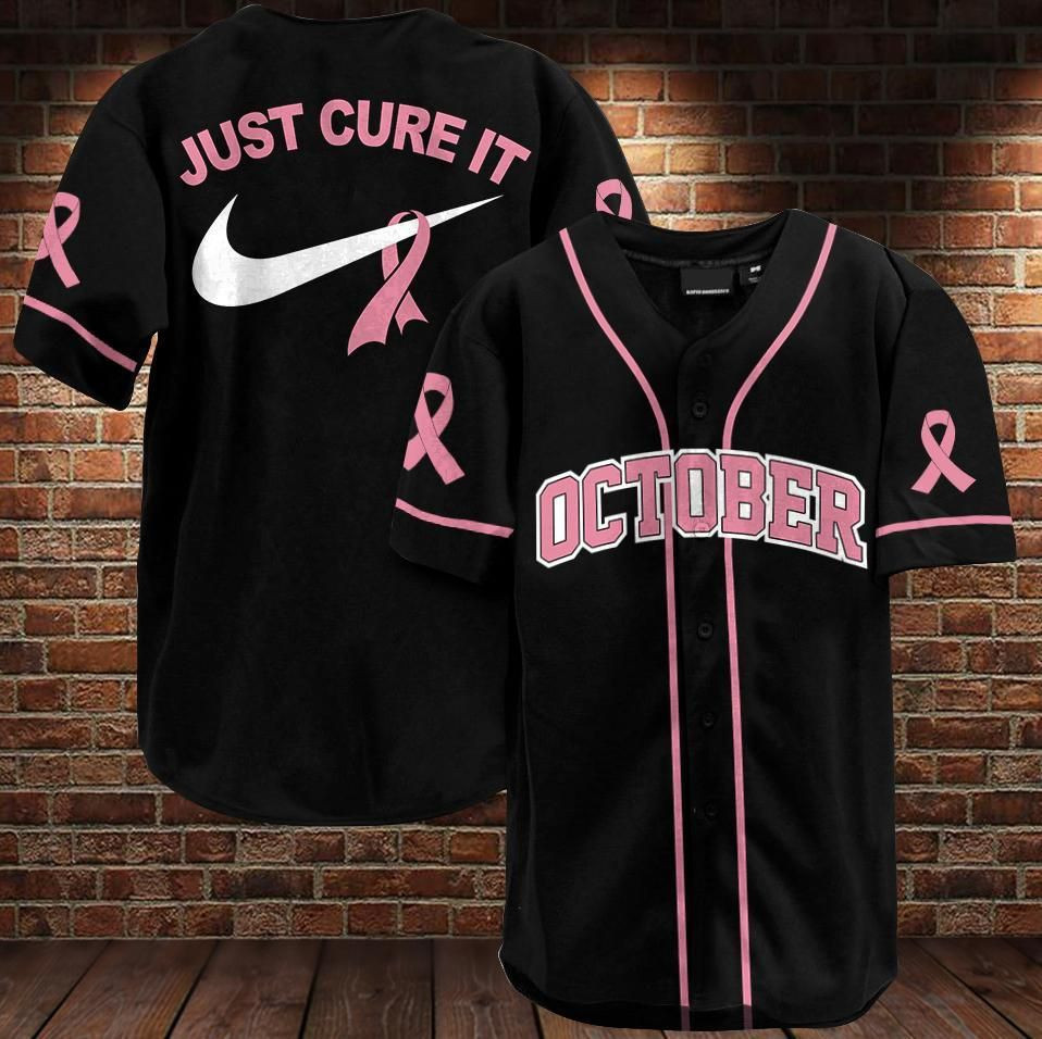 Breast Cancer October Just Cure It Baseball Jersey