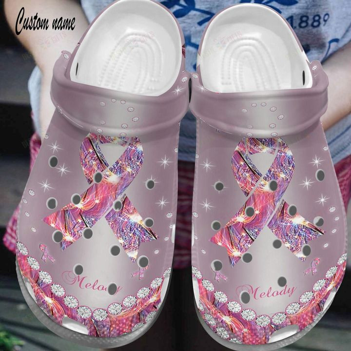 Breast Cancer Personalized Pink Crocs Classic Clogs Shoes