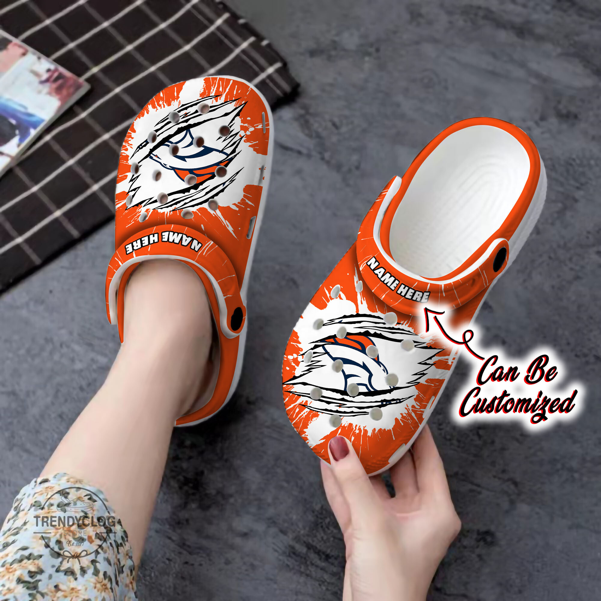 Broncos Crocs Personalized DBroncos Football Ripped Claw Clog Shoes