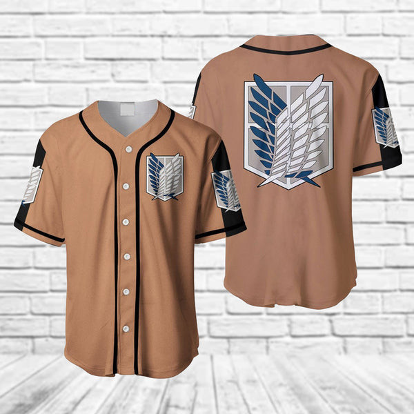 Brown Attack On Titan Survey Corps Baseball Jersey