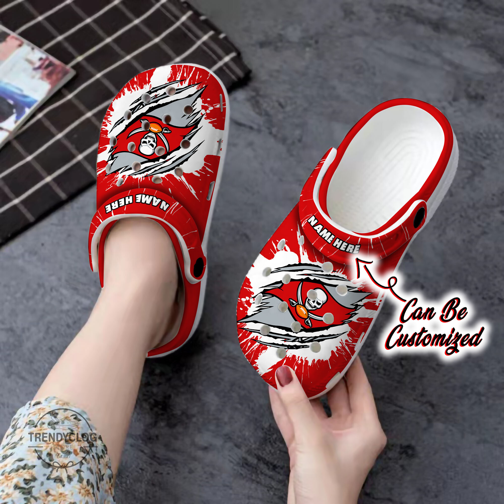 Buccaneers Crocs Personalized TB Buccaneers Football Ripped Claw Clog Shoes