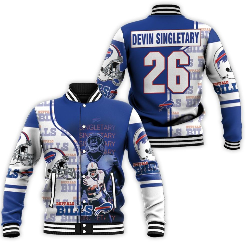 Buffalo Bills 26 Devin Singletary Afc East Baseball Jacket for Men Women