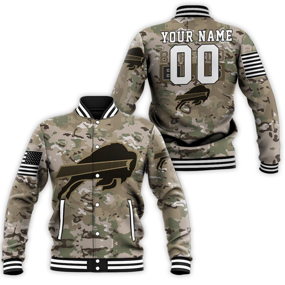 Buffalo Bills Camo Pattern 3d Personalized Baseball Jacket for Men Women