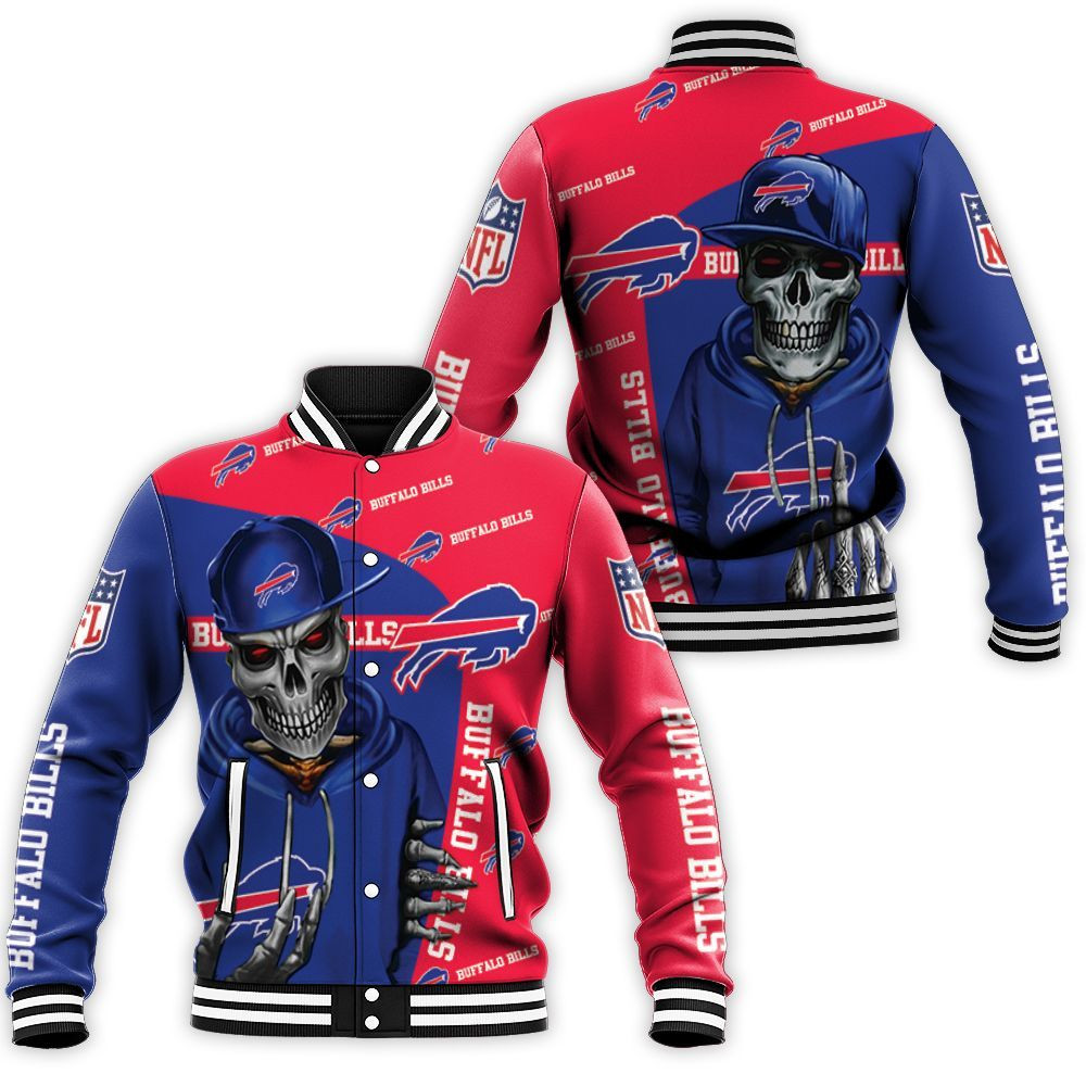 Buffalo Bills Hip Hop Skull 3d Jersey Baseball Jacket for Men Women