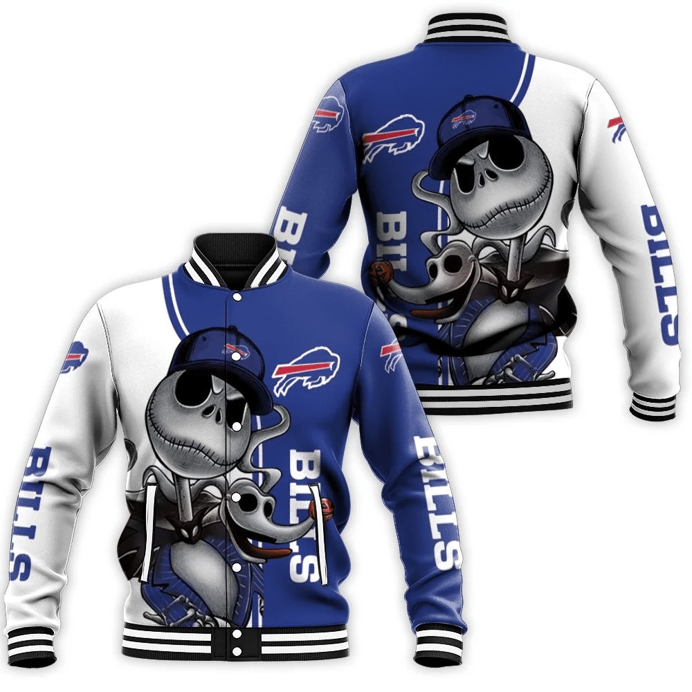 Buffalo Bills Jack Skellington And Zero Baseball Jacket for Men Women