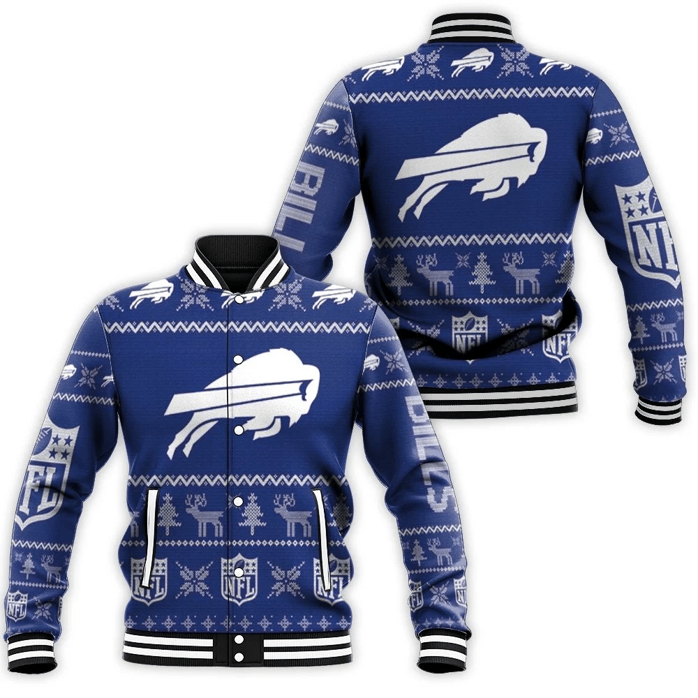 Buffalo Bills Nfl Christmas 3d Baseball Jacket for Men Women