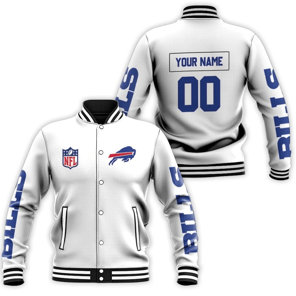 Buffalo Bills Nfl White Jersey Style Personalized Baseball Jacket for Men Women