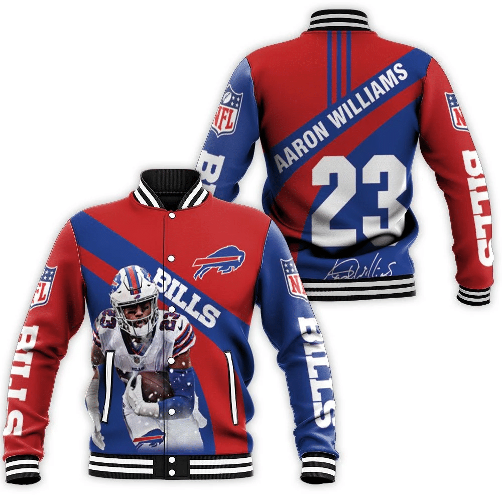 Buffalo Bills Number 23 Aaron Williams With Sign Baseball Jacket for Men Women