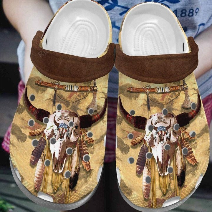 Buffalo Skull Crocs Shoes Native American Shoes Crocbland Clog