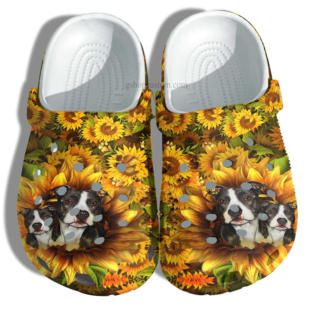 Bull Dog Mom Sunflower 3D Crocs Shoes Customize - Pet Lover Cat Dog Sunflower Shoes Croc Clogs