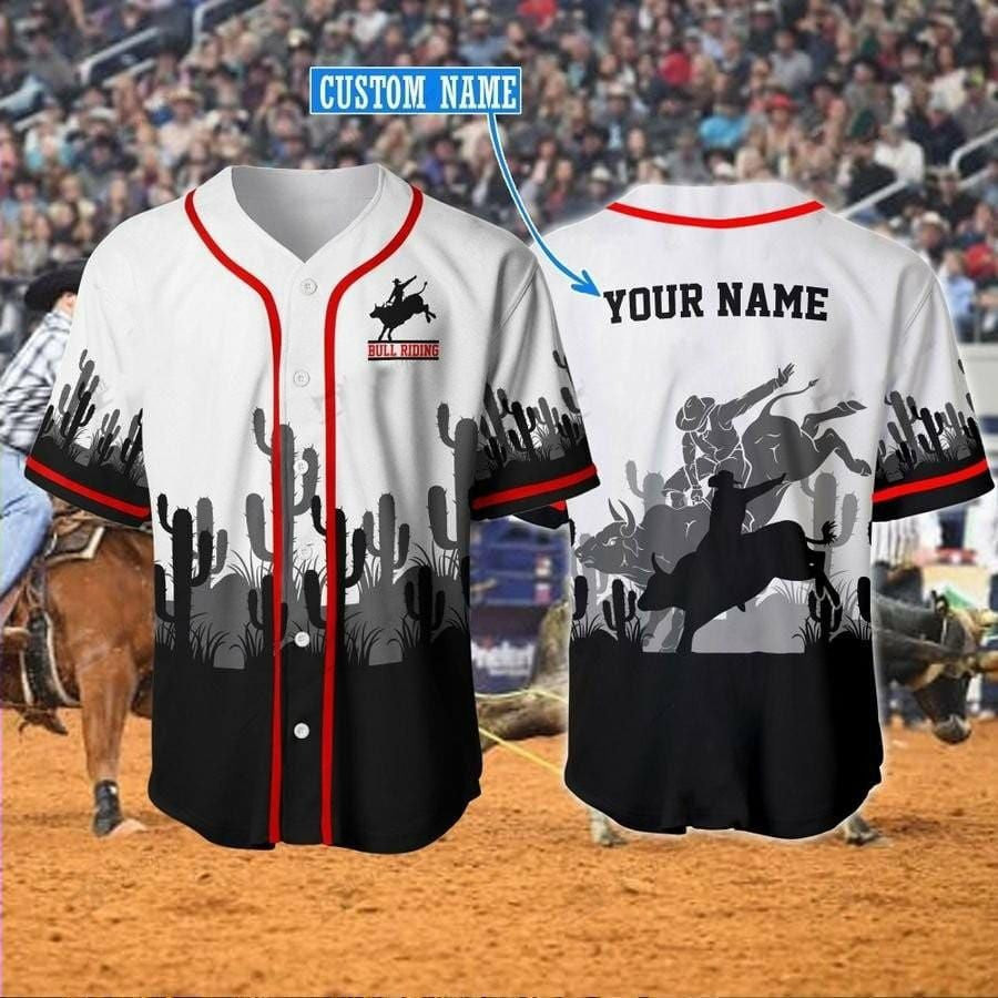 Bull Riding Cactus Personalized Baseball Jersey