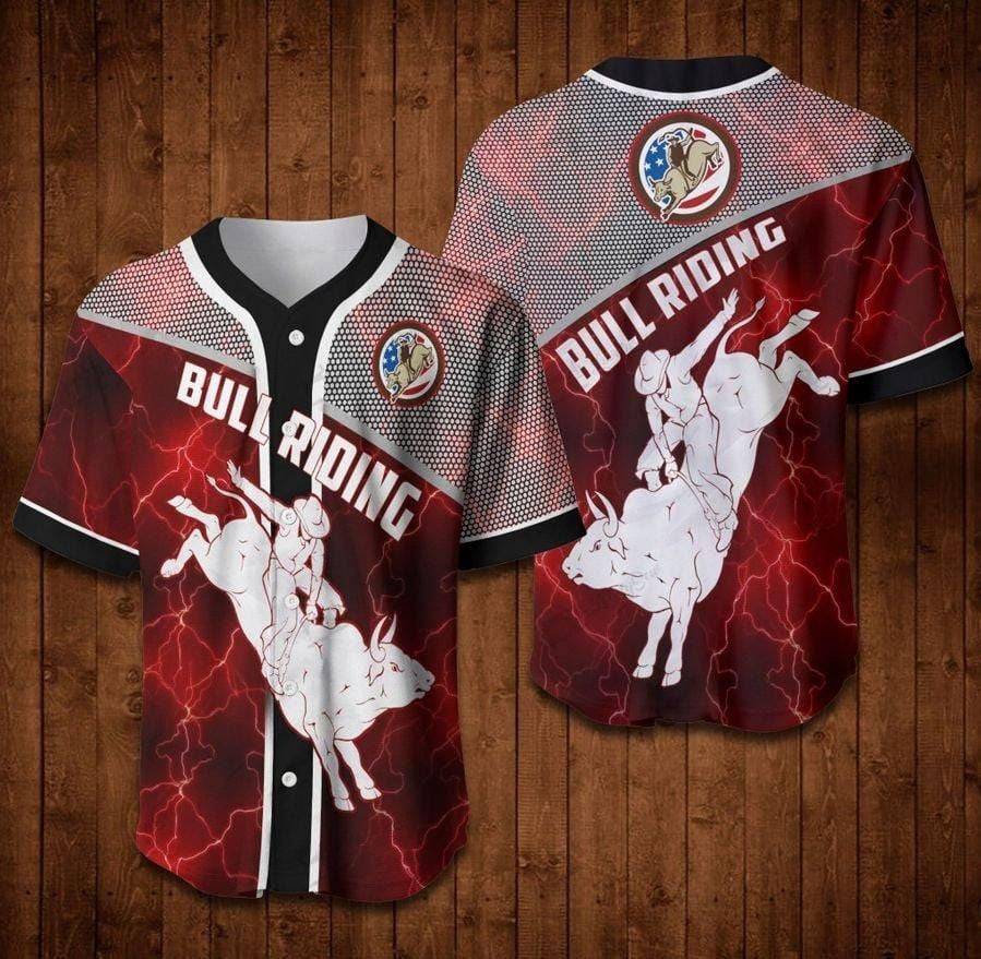 Bull Riding Red Light Baseball Jersey