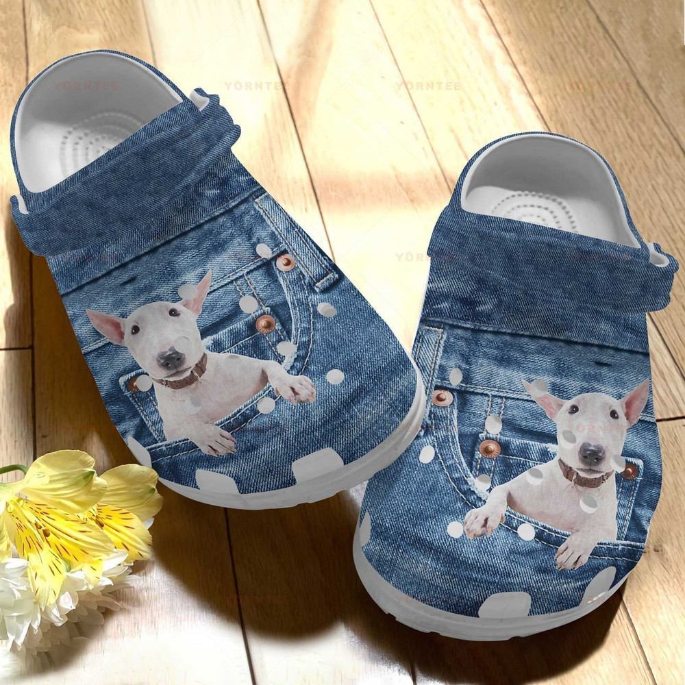 Bull Terrier In Pocket Gift For Lover Rubber Crocs Clog Shoes Comfy Footwear