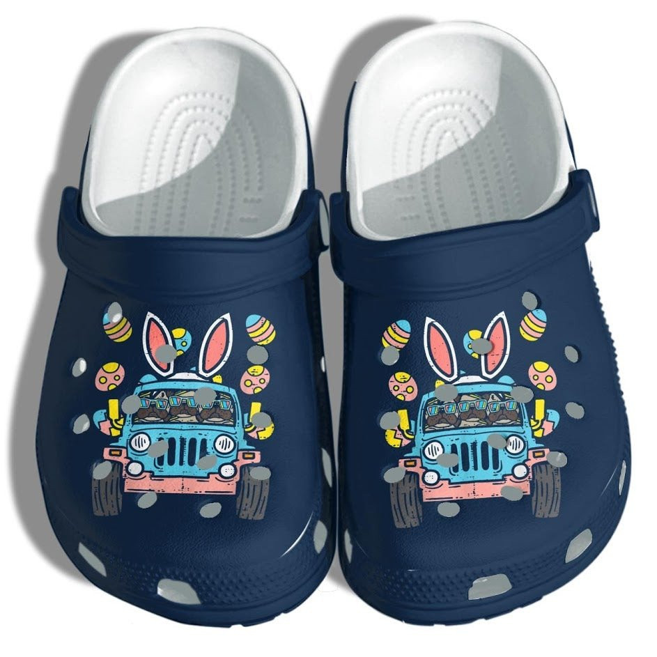Bunny Jeep Bulldog Cute Shoes Crocs - Happy Easter Bunny Eggs Clog Gifts For Daughter
